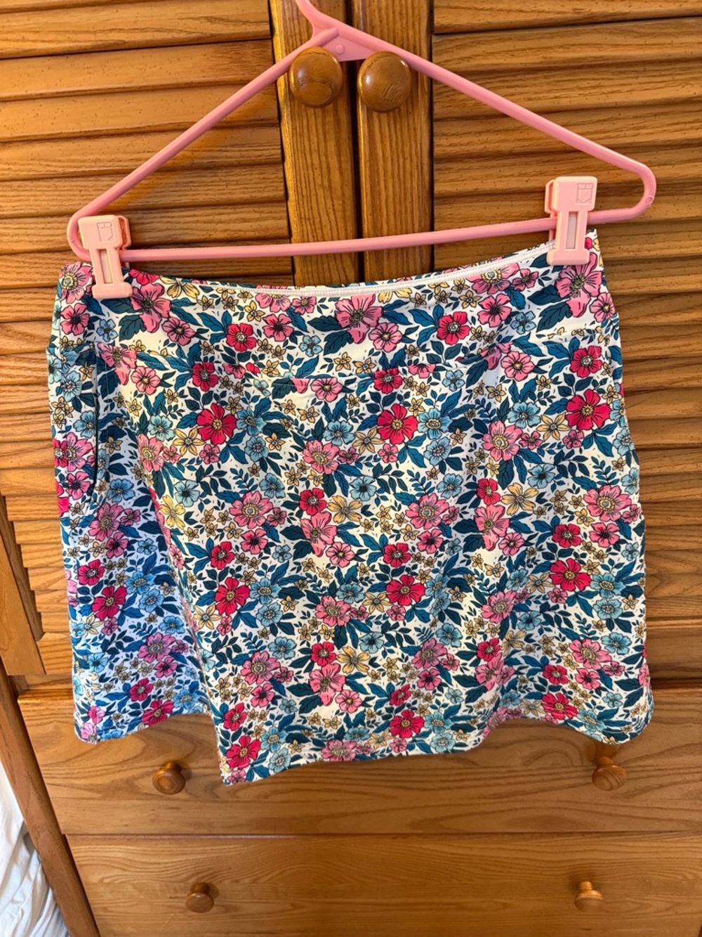 NWT 🌸 Floral Pink & Teal Women's A-Line Skort Size XL